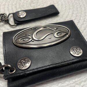 Vintage ORANGE COUNTY CHOPPERS Tri-Fold Leather Wallet with Chain (NEW)